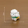 Miniature white poodle figurine with green scarf and yellow boots for DIY decoration - Christmas Dog / Green Scarf
