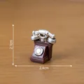 Miniature vintage brown rotary telephone figurine for DIY dollhouse landscape decoration - 4# Silver Telephone / 2.4x2.7cm