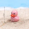 Cute pink miniature duck ornament with white heart patterns, 1.9cm size - Heart Duck Style (C3223)