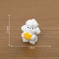 Adorable miniature white poodle figurine holding a yellow star, 2.5cm tall micro landscape - Christmas Dog / Holding Star