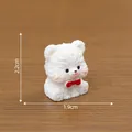 Miniature white teddy bear figurine with red bow tie, 2.2cm height, for DIY dollhouse decor - Height 2.2cm x Width 1.9cm / White Teddy Bear (C2978)