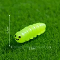 Mini chubby caterpillar figurine for moss landscape decoration in green finish - 0.7x2.5cm