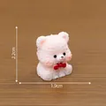 Miniature pink teddy bear figurine with red bow for DIY dollhouse micro landscape - Height 2.2cm x Width 1.9cm / Pink Teddy Bear (C2978)