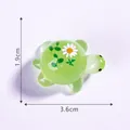 Miniature luminous green sea turtle figurine with daisy pattern, 3.6cm in length - Daisy Pattern Turtle (8#)