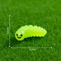 Miniature green caterpillar figurine for micro landscape DIY garden decor, 2.2cm size - 0.6x2.2cm