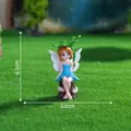 Adorable fairy elf figurine with lotus leaf for garden decoration, size 6.5x3.6cm - Lotus Pixie (C3174) / 6.5x3.6cm / Blue