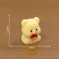 Cute miniature yellow teddy bear figurine with red bow for dollhouse DIY decoration 2.2cm - Height 2.2cm x Width 1.9cm / Yellow Teddy Bear (C2978)