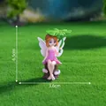 Micro-landscape garden fairy figurine holding a lotus leaf on a stump, 6.5cm height - Lotus Pixie (C3174) / 6.5x3.6cm / Pink