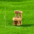 Miniature retro wooden-style chair ornament for garden DIY micro landscape decor - Mini Round Chair