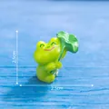 Miniature green frog figurine holding a lotus leaf for micro landscape decor, 2.5cm size - Lotus Leaf Frog (1#)