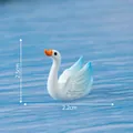 Statuina di cigno in miniatura bianca con ali blu per decorazione micro paesaggi - Blu