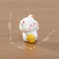 Miniature cute white Maneki-neko lucky cat doll for DIY micro landscape dollhouse - Style 1 Fortune / 2.6x1.6x2.0cm