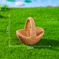 Mini cesta tejida marrón para decoración de micro paisajes DIY, 5,8 cm de ancho total - 1# Cesta Grande con Asa / Marrón