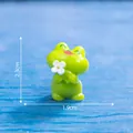 Miniature green frog figurine holding a flower DIY micro landscape ornament 2.3x1.9cm - Flower Picking Frog (3#)