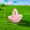 Miniatura cesta tejida rosa para decoración de micro paisaje DIY, tamaño 5,8 cm - 2# Cesta Grande con Asa / Rosa