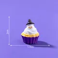 Miniature Halloween ghost cupcake figurine, 2cm height, purple base decoration - Hat Ghost Cupcake