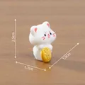 Miniature cute white fortune cat figurine for desktop decoration and DIY dollhouse - Style 4 Treasure / 2.5x1.7x1.9cm
