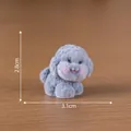 Cute miniature flocked puppy figurine in grey-blue, perfect for DIY craft ornaments - Bichon (4#) / Without Pin
