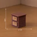 Miniature brown wicker style two-drawer chest for dollhouse DIY decoration and desktop display - 2# Drawer Cabinet / 2.7x3cm