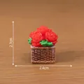 Miniature red rose basket figurine 2.4cm width for dollhouse diy decoration and landscape - 4# Rose Flower Basket (C2761/C2683) / 2.7cm X 2.4cm