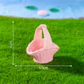 Modelo de cesta rosa en miniatura para accesorios de decoración de micropaisajes - 4# Cesta Grande con Asa Alta / Rosa