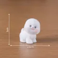 Miniature white flocked puppy figurine with 3cm height dimension label. - Pomeranian (6#) / With Pin at Top