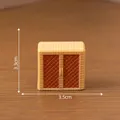 Miniature woven dollhouse wardrobe furniture in tan and brown, size 3.5cm by 3.3cm - 3# Double-Door Cabinet / 3.5x3.3cm