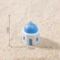 Maison miniature méditerranéenne en résine avec dôme bleu pour micro paysage DIY - Style 4 Maison