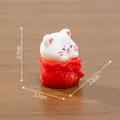 Cute miniature Maneki Neko lucky cat figurine in red pouch for DIY dollhouse decoration - 2.7x2.1x2.2cm