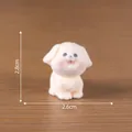 Cute mini flocked puppy figurine in cream white color, dimensions 2.8cm by 2.6cm - Corgi (7#)