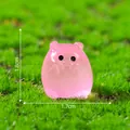 Miniature luminous pink pig figurine for micro landscape gardening DIY, 1.8cm height - Pig