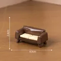 Sofá marrón en miniatura para casa de muñecas con dimensiones para paisajes DIY - Sofá de Madera