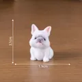 Miniature white flocked puppy dog figurine for DIY ornaments, size 3.1cm x 1.9cm - French Bulldog (9#)