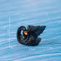 Statuina di cigno nero in miniatura per micro-paesaggi, altezza 2,1 cm, lunghezza 2,7 cm - 14# Nero Blu