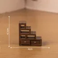 Miniature brown dollhouse stairs cabinet 4cm size for micro landscape DIY decor crafts - Ladder Cabinet