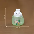 Cute miniature rabbit figurine in green floral pot, DIY dollhouse decoration accessory - Rabbit Ice Cup