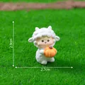 Miniature cute sheep figurine holding pumpkin for desk decoration 2.7x2.9cm - Sheep Carrying Pumpkin / 2.9x2.7cm