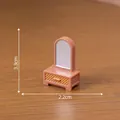 Miniature dollhouse vanity with rattan texture, height 3.3cm and width 2.2cm, pinkish brown - 2.2x3.3cm