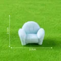 Miniatur Sofa beflockt in Hellblau für DIY Bastelarbeiten und Puppenhäuser, 3.2cm x 2.3cm - Blaues Ledersofa (5#)