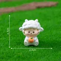 Miniature cute sheep figurine holding an orange for DIY micro landscape, size 2.7x2.7cm. - Sheep Holding Orange / 2.7x2.7cm
