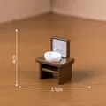 Miniature brown dollhouse vanity cabinet with white sink model, 4cm height accessory for DIY - Washbasin