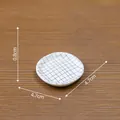 Miniature white ceramic round plate with black grid pattern for dollhouse DIY decoration - 4.7x4.7x0.8cm