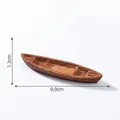 Detailed 8.9cm miniature wooden boat figurine for DIY aquarium and terrarium decor - Style 2 Awning Boat (8.9x1.3cm)