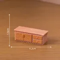 Miniature brown dollhouse cabinet with rattan texture dimensions 4.2cm width and 1.4cm height - 4.2x1.4cm