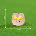 Miniature luminous pink bunny figurine with yellow bow for garden DIY decor - Red