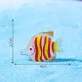 Figurine de poisson plat miniature fluorescente pour décoration d'aquarium, 4x2,7cm - 2# Poisson Rouge et Jaune (C3001) / 2.7x4cm / Rayure Rouge Jaune