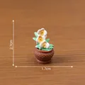 Miniature white flower potted plant for dollhouse decor, 2.7x1.7cm size - 1.7x2.7cm