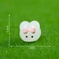 Cute luminous rabbit figurine micro-landscape decor, 1.6cm wide, white with pink bow - Luminous White