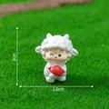 Miniature lamb doll figurine holding a red mushroom for micro-landscape DIY decoration - 3x2.8cm