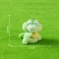 Miniatur grün beflocktes Krokodil mit gelbem Küken, Breite 3,1 cm Dekor - Beflockter Teil mit Schafsaugennagel (gemäß Abbildung) / Krokodil mit Ente (7#)